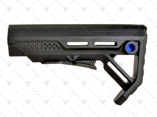 Strike Industries SI-STRIKE-ES-MOD1BK-BLU MOD1 MIL-SPEC Stock with Blue QD, black polymer firearm stock with blue quick detach swivel.