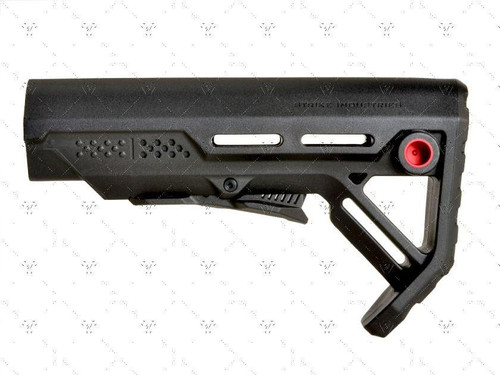Strike Industries SI-STRIKE-ES-MOD1BK-RED MOD1 MIL-SPEC Stock with Red QD, black adjustable rifle stock with red quick detach mount and ergonomic design.