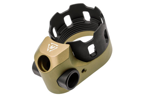 Strike Industries SI-AR-TRIBUS-FDE Strike Industries SI-AR-TRIBUS-FDE TRIBUS Enhanced Castle Nut & Extended End Plate Version 2 in FDE SI-AR-TRIBUS-FDE