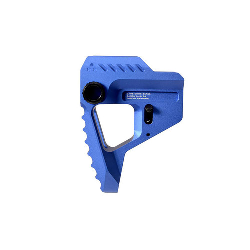 Strike Industries SI-STRIKE-PIT-BLU Aluminum Pit Stock in Blue, firearm accessory for stability and grip enhancement.