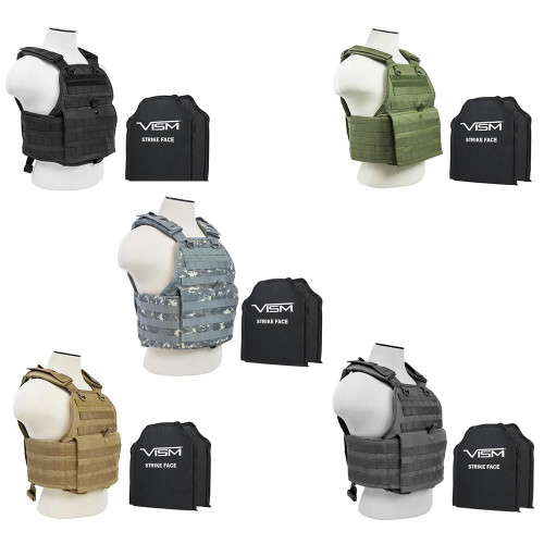 NcStar Ncstar Plate Carrier Vest With 10"X12' Level IIIA UHMWPE Shooters Cut 2X Soft Ballistic Panels 5 Colors 