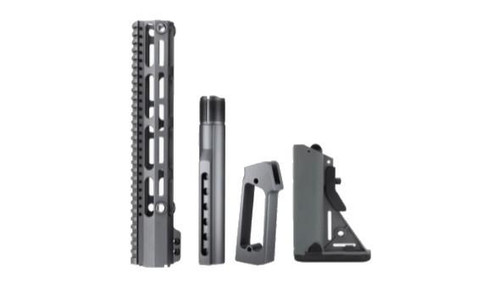  JE Machine Tech USA Made Gray 12" M-LOK Free Float Handguard, Buffer Tube, Pistol Grip and Sopmod Stock 