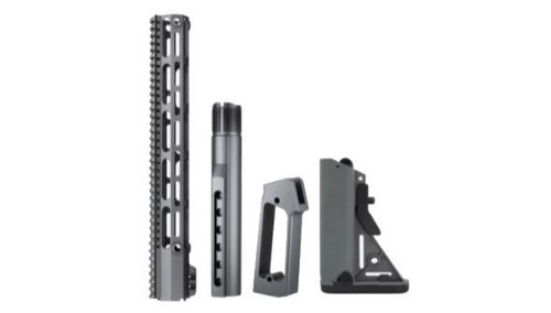  JE Machine Tech USA Made Gray 15" M-LOK Free Float Handguard, Buffer Tube, Pistol Grip and Sopmod Stock 