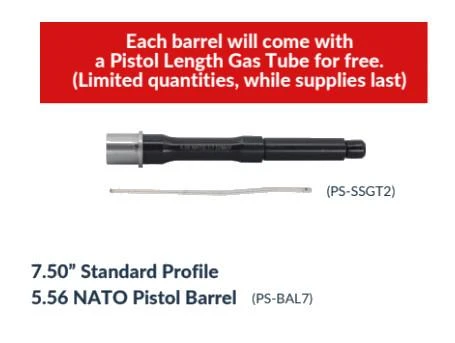 JE Machine Tech PS-BAL7 JE Machine Tech PS-BAL7 7.50" Standard Profile 5.56 NATO Pistol Barrel + FREE Gas Tube PS-BAL7
