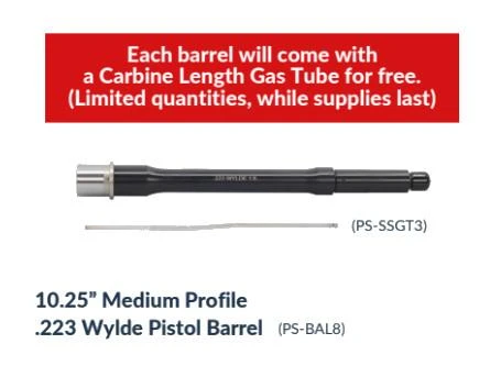 JE Machine Tech PS-BAL8 JE Machine Tech PS-BAL8 10.25" Medium Profile .223 Wylde Pistol Barrel + FREE Gas Tube PS-BAL8