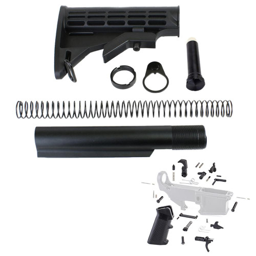Tiger Rock Inc 223LB-LPK17-ST Tiger Rock Inc. 223LB-LPK17-ST AR-15 6 Position Stock Kit -Mil Spec w/ Lower Parts Kit - Standard Grip & Trigger Guard 223LB-LPK17-ST