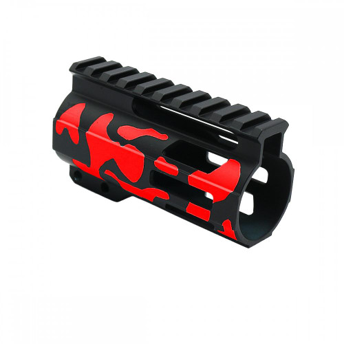  Tiger Rock Inc. FML-4-RED-CAM CERAKOTE CAMO| AR-15 4" M-Lok Super Slim Free Float Handguard W/ 2" & 3" M-Lok Rail Sections| Black and Red 
