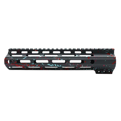 Tiger Rock Inc FMLUS-10D-SGY-SPLATTER Tiger Rock Inc. FMLUS-10D-SGY-SPLATTER Cerakote Splatter| AR-15 MLOK 10" Free Float Handguard with "D" Cut- Base Sniper Gray- Pattern- Red- Pink- Robins Egg FMLUS-10D-SGY-SPLATTER