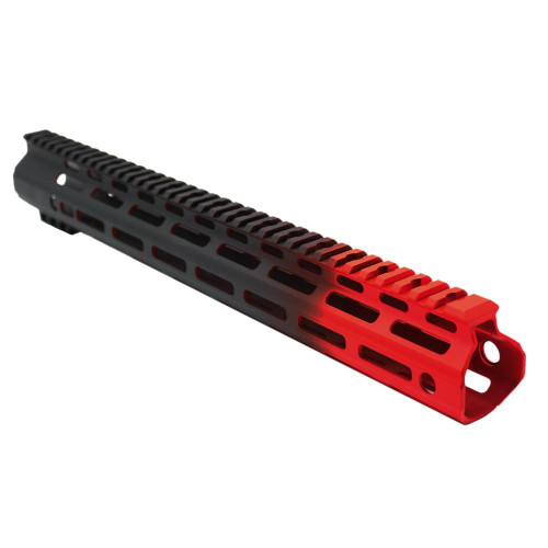  Tiger Rock Inc. FMLUS-15D-RED-GRADIENT CERAKOTE GRADIENT| AR-15 ANGLE CUT CLAMP ON M-LOK 15 INCH HANDGUARD- BLACK BASE- GRADIENT- RED -MADE IN U.S.A 