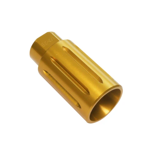 Tiger Rock Inc MB15-DVRT-V2-GLD Tiger Rock Inc. MB15-DVRT-V2-GLD AR-15/.223/5.56 Flash Can Muzzle Brake - Aluminum - Anodized Gold MB15-DVRT-V2-GLD
