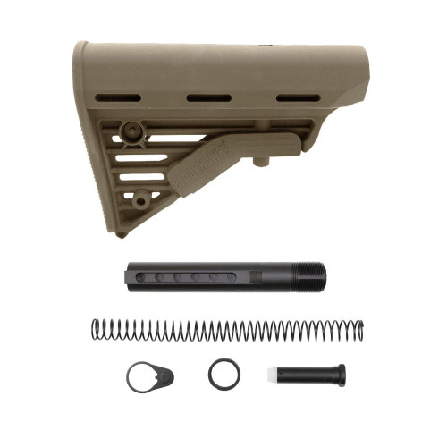 Tiger Rock Inc ST002MBH-FDE+ST007M Tiger Rock Inc. ST002MBH-FDE+ST007M 223/5.56 Rifle Blackhawk Knoxx Six Position Buffer Tube Kit -Mil-Spec- 3 Ounce |Cerakote FDE ST002MBH-FDE+ST007M