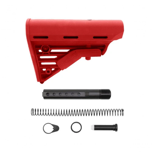 Tiger Rock Inc ST002MBH-RED+ST007M Tiger Rock Inc. ST002MBH-RED+ST007M 223/5.56 Rifle Blackhawk Knoxx Six Position Buffer Tube Kit -Mil-Spec- 3 Ounce |Cerakote Red ST002MBH-RED+ST007M