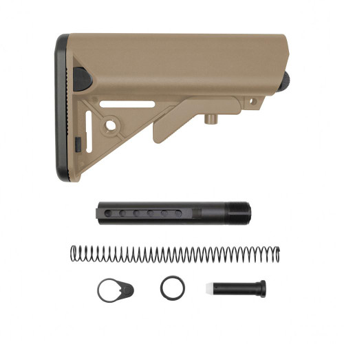  Tiger Rock Inc. ST002S-FDE+ST007M AR-15 Mil-Spec 6-Position Collapsible Buffer Tube Kit- SOPMOD Stock- Cerakote Flat Dark Earth 
