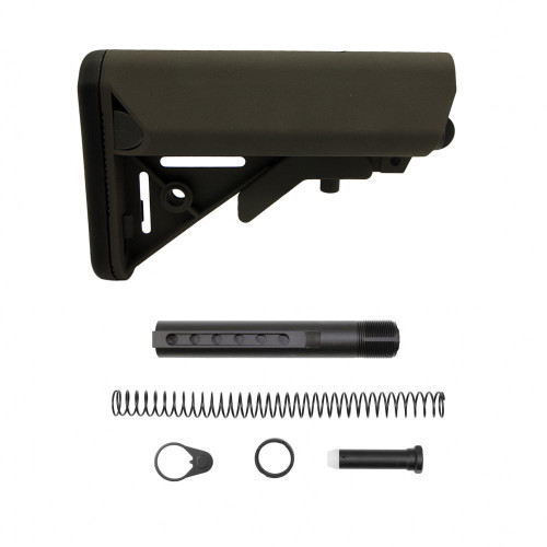  Tiger Rock Inc. ST002S-ODG+ST007M AR-15 Mil-Spec 6-Position Collapsible Buffer Tube Kit- SOPMOD Stock- Cerakote OD Green 