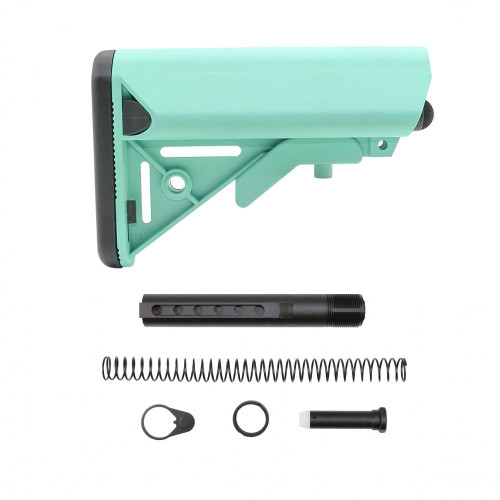  Tiger Rock Inc. ST002S-RGB+ST007M AR-15 Mil-Spec 6-Position Collapsible Buffer Tube Kit- SOPMOD Stock- Cerakote Robins Egg 