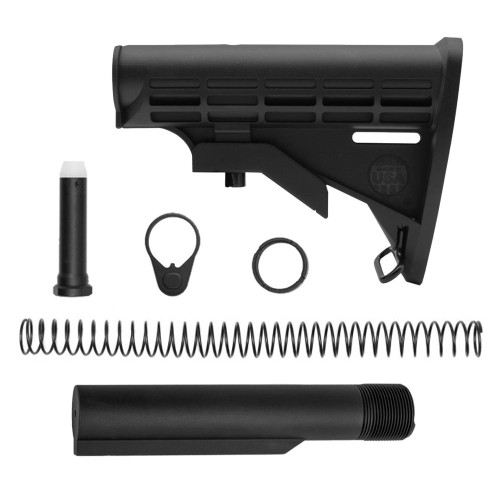  Tiger Rock Inc. ST003M-USA+ST007M AR-15 COLLAPSIBLE STANDARD VERSION STOCK BODY-MIL SPEC- MADE IN USA | W/ 6-Position Buffer Tube Kit | Mil-Spec 