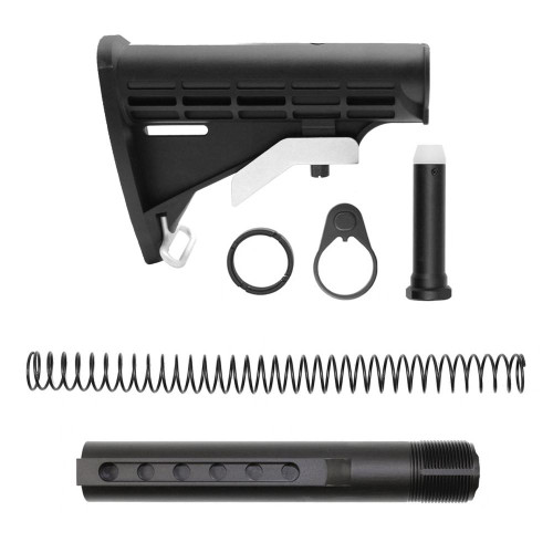  Tiger Rock Inc. ST003M-USA-WHI-GRADIENT+ST007M CERAKOTE GRADIENT WHITE| AR-15 COLLAPSIBLE STANDARD VERSION STOCK BODY-MIL SPEC- MADE IN USA | W/ 6-Position Buffer Tube Kit | Mil-Spec 