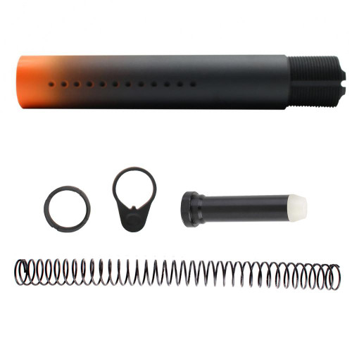  Tiger Rock Inc. ST007P(T-K-ORG-GRADIENT)-NO-T-OS CERAKOTE GRADIENT ORANGE| AR-15 .223/5.56 Complete Dimpled Pistol Buffer Tube Kit- NO FOAM- BLACK AND ORANGE 