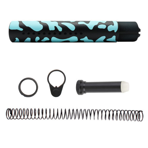  Tiger Rock Inc. ST007P(T-K-RGB-CAM)-NO-T-OS CERAKOTE CAMO| AR-15 .223/5.56 Complete Dimpled Pistol Buffer Tube Kit- NO FOAM- BLACK AND ROBINS EGG 