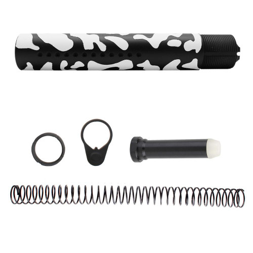  Tiger Rock Inc. ST007P(T-K-WHI-CAM)-NO-T-OS CERAKOTE CAMO| AR-15 .223/5.56 Complete Dimpled Pistol Buffer Tube Kit- NO FOAM- BLACK AND WHITE 