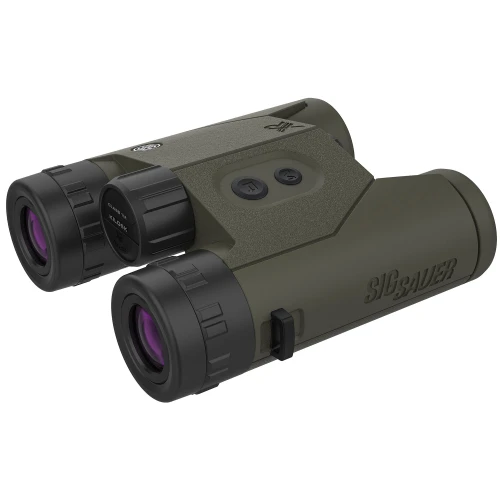 Sig Sauer KILO6K HD 10X32MM Rangefinder Binoculars, tactical green rangefinder binoculars with dual lens design and buttons for hunting and wildlife observation.