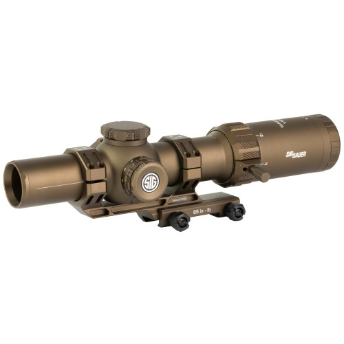 Sig Sauer TANGO MSR 1-10X26 MSR-BDC10 COY - High Performance Coyote Tan Riflescope, close-up view of the tactical riflescope with variable magnification and adjustable features.