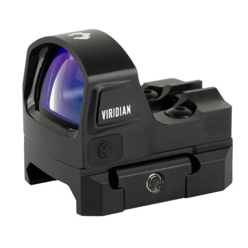 Viridian Weapon Technologies - 981-0055 - Viridian Rfx-15 1x17 Micro Green Dot, electronic sight for firearms with a compact design and blue-tinted lens.