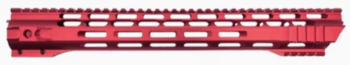 ABCSportZ 223MLK15RED 15" M-Lok Free Float Slant Cut Clamp On Quad Rail Handguard with Castle Nut in Red 223MLK15RED