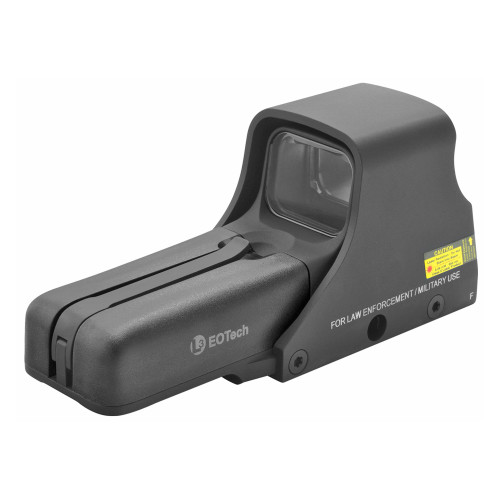 EOTECH 552.A65 Night Vision-Compatible Sight for Ultimate Hunting Performance, close-up view of the tactical rifle sight with night vision compatibility, electronic components, and aiming window.