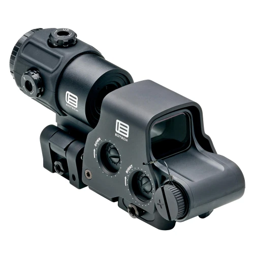 EOTECH HHS VI: Tactical Holographic Sight & G43 Magnifier Combo for Enhanced Target Acquisition, black tactical aiming device with adjustable magnifier and holographic sight for firearms.