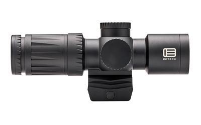 EOTECH Vudu 3-9x32 SFP Scope - Compact HC1 MOA Riflescope for Precision Shooting, side view of a black riflescope with adjustable magnification rings, turret controls, and EOTECH logo on a white background