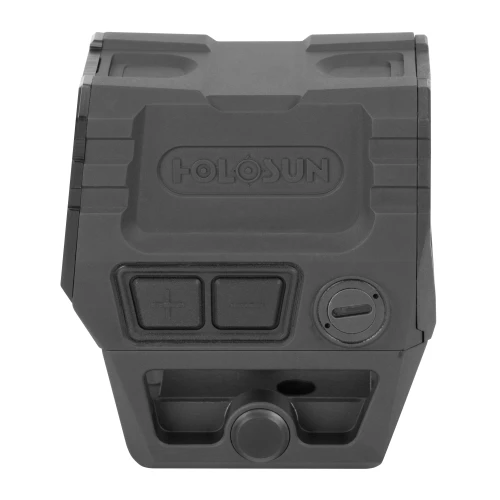 Holosun Technologies Holosun AEMS-CORE-X2-RD Tactical Enclosed Red Dot Sight, close-up view of the compact red dot sight with control buttons and adjustable dial.