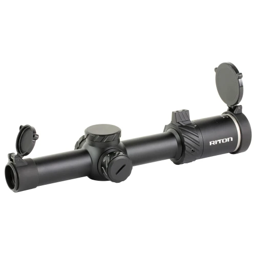 Riton Optics 3 Tactix 1-8x24 Tactical Scope - Illuminated Reticle, Adjustable Turrets, Lightweight & Durable - 3T18ASIBLK23, tactical riflescope with illuminated reticle, adjustable turrets, and lens covers.