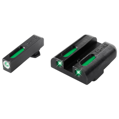 TRUGLO TFX Pro Green Tritium Fiber-Optic Sights, snag-free design with durable construction and maximum brightness, shown in a close-up view.