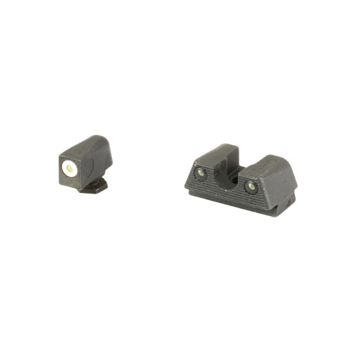TRUGLO TG-TG231G1XAW Tritium-X Handgun Sights - Durable Night & Day Visibility, 3-Dot Steel Design, image showing front and rear sights with embedded luminous dots for improved aiming.