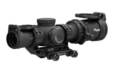 Sig Sauer TANGO-MSR SOTMC11000 - High Magnification Optic with Quick Setup, Locking Zero Stop, and Side Focus, mounted on a firearm, showcasing its sleek design and tactical features.