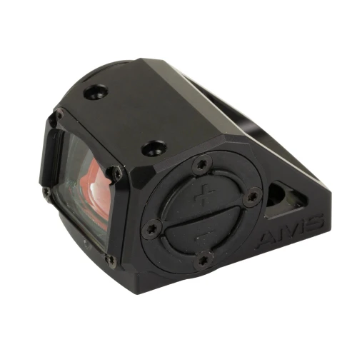 Shield Sights AMS-4MOA Advanced Mini Sight - 4 MOA Enclosed Emitter Optic with Co-Witness Capability, compact black tactical sight with adjustable brightness and mounting options.