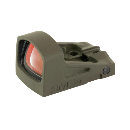 Shield Sights RMS2 4MOA Glass Mini Sight - Compact & Durable Red Dot For Military & Sport, tactical weapon sight with red dot reticle and mounting base.