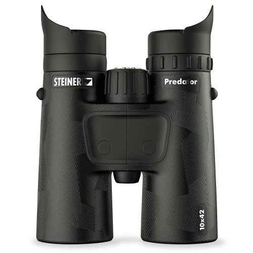 Steiner 2059 High Definition Binoculars with Predator Diamond Coating, 10x Magnification, featuring superior light transmission and rugged durability, shown from a frontal view.