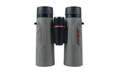 ATHLON 116009 Neos Weatherproof Binoculars, close-up of the compact binoculars showing waterproof and fog-proof features with multi-coated optics and BAK-4 prisms.