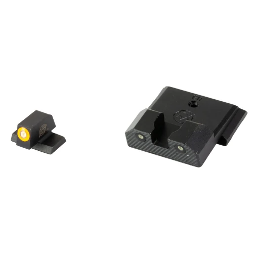 XS Sights SW-R201P-6N R3D Night Sights for Smith & Wesson M&P – Dual-Illuminated Tritium, DIY Install, Brightest Sights for Low Light Shooting, image showing front and rear sights with illuminated Tritium inserts.