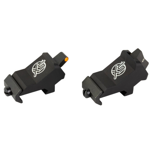 XS Sights AR-0008-1N XTI2 Tactical Iron Sights - Fast Target Acquisition with Ember Glow Dot & Adjustable Windage, image of two black tactical iron sights with adjustable features and illuminated ember glow dots for quick shooting accuracy.