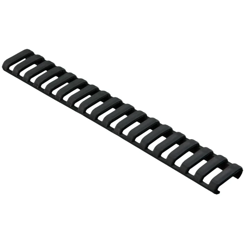 Magpul Industries MAG013-BLK Ladder Panels - Low-Profile 1913 Picatinny Rail Covers for Enhanced Weapon Control and Custom Lengths, black, elongated rail cover with multiple slots for grip improvement.