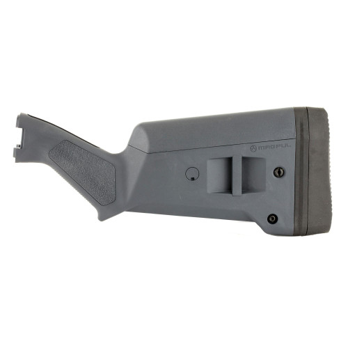 Magpul Industries MAG460-GRY SGA Shotgun Stock for Remington 870, adjustable and ergonomic shotgun stock with ambidextrous design, in gray color.