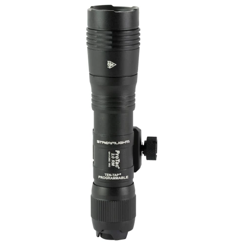 Streamlight 89009 ProTac 2.0 Rail Mount, a black tactical weapon light with 2000 Lumens, rechargeable SL-B50 battery, and straight pressure switch, designed for firearm attachment and enhanced targeting.