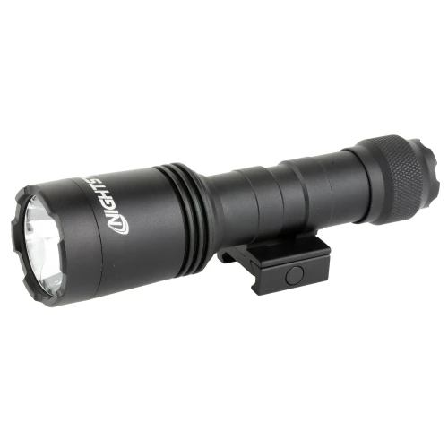 Nightstick LGL-170 Tactical Long Gun Light Kit - 1500 Lumen Rechargeable LED Weapon Light with Picatinny Mounts, black tactical flashlight mounted on a firearm.