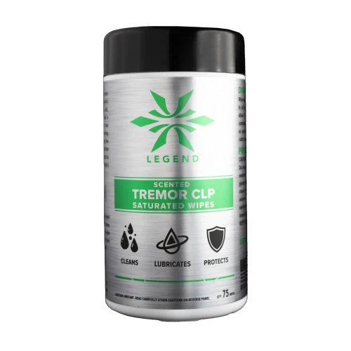 Legend TREMOR CLP 75ct - Premium Cleaner, Lubricant & Rust Preventative Wipes for Firearms