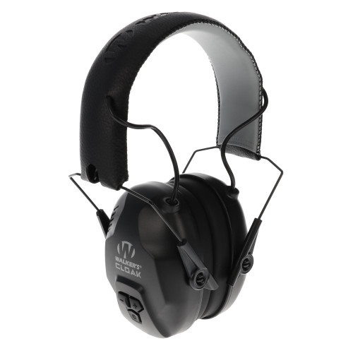 Walker's GWP-CLKDM, noise-canceling over-ear earmuffs with black padded headband and adjustable headband mechanism.