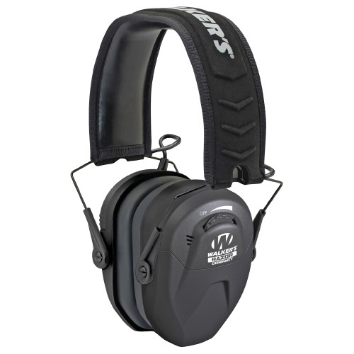 Walker's GWP-CRSEM, black ear muff hearing protection headset for noise reduction.