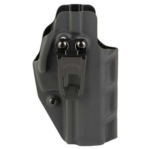 Crucial Concealment 1373 Covert IWB Holster, a minimalistic black holster with adjustable retention and ambidextrous design compatible with red dot sights.